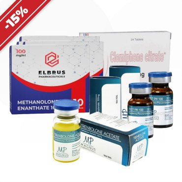 Drying course: experienced [III]. Methenolone enanthate + trenbolone acetate + testosterone phenylpropionate